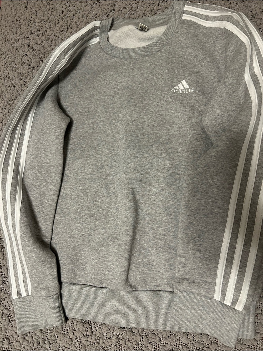 adidas Grey Crewneck Sweatshirt with White Three-Stripes